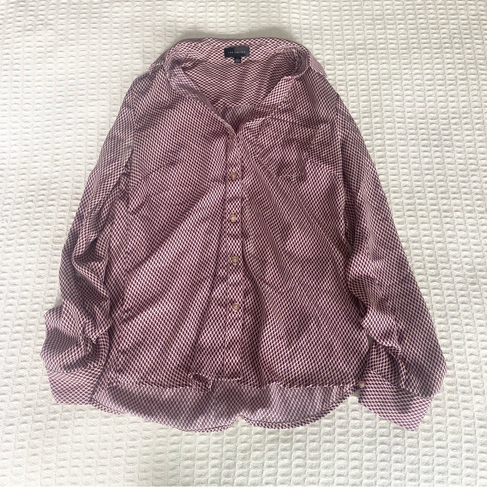 The Limited purple printed button down shirt size XS